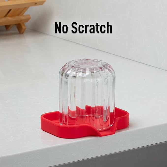 Zulay Small Silicone Sponge Holder (4.9x3.3”) – Space-Saving Sink Organizer Tray for Sponge, Soap, Brush & More – Compact Non-Slip Dish for Kitchen & Bathroom (Red)