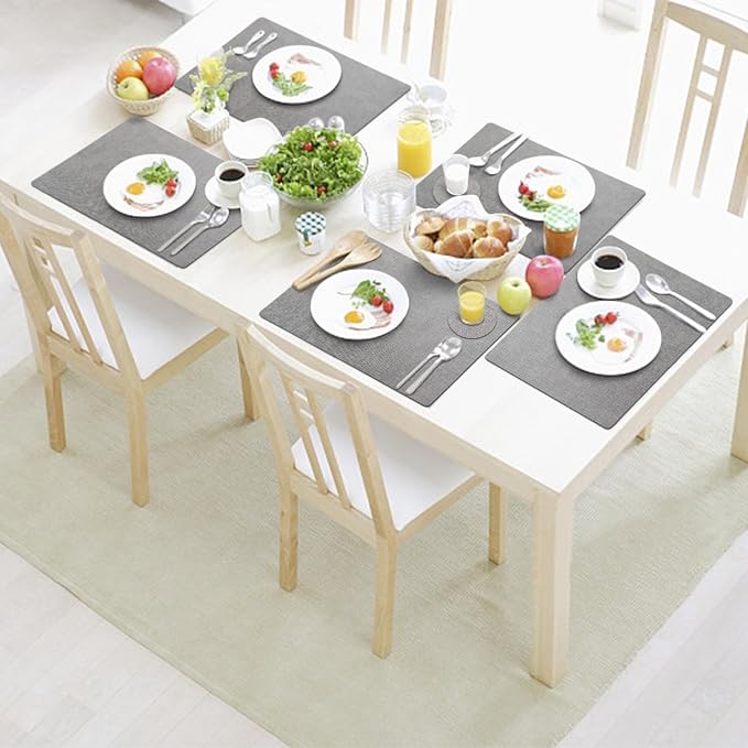 Placemats Set of 8 with Coasters Dual Sided Heat Stain Resistant Place Mats Faux Leather Table Mats Non-Slip Waterproof Oil-Proof Washable Wipeable Table Placemats for Dining Patio Table Kitchen