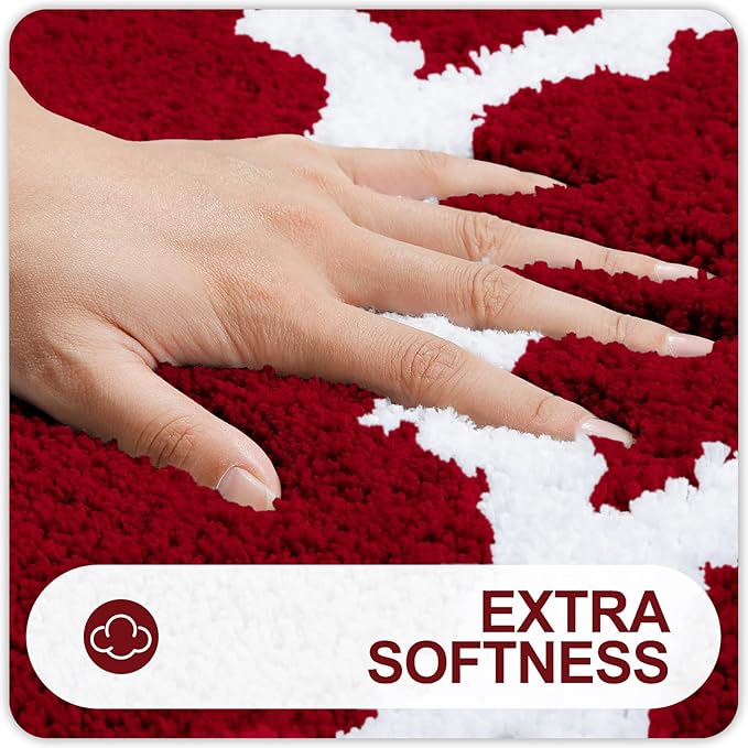 OLANLY Bathroom Rugs 71x24, Soft and Absorbent Microfiber Bath Rugs, Non-Slip Shaggy Shower Carpet, Machine Wash Dry, Bath Mats for Bathroom Floor, Tub and Shower, Burgundy