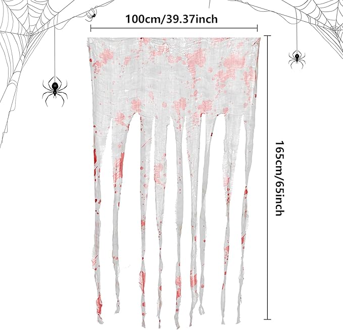 Sfcddtlg 4 Pcs Halloween Doorway Curtain- 65 x 39 Inch Decorations Door Curtain with Bloody Prints- Bloody Creepy Cloth for Halloween Party Haunted House Entrance Decoration