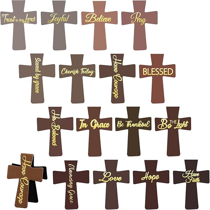 Outus 48 Pieces Magnetic Christian Religious Cross Bookmark Religious Bible Verses Bookmarks Magnetic Page Clips for Women Student School Reading Gifts, 16 Styles (Brown Style)