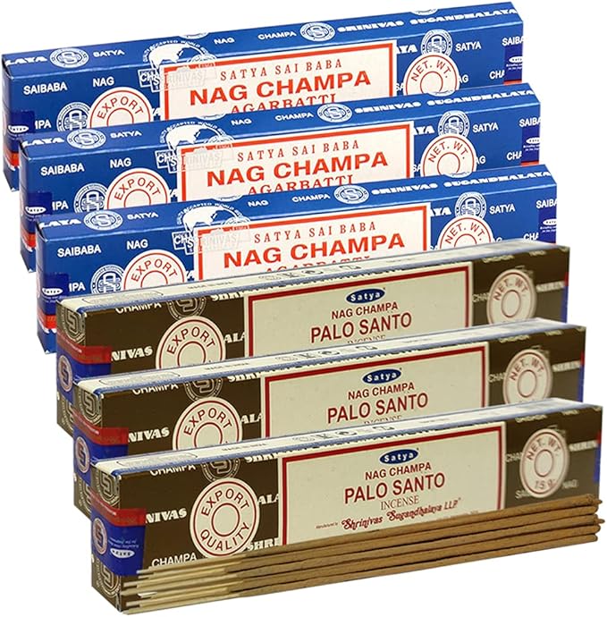Nag Champa Palo Santo Incense Sticks & Holder Bundle Variety Pack from House of Satya Incense Sticks and Trumiri