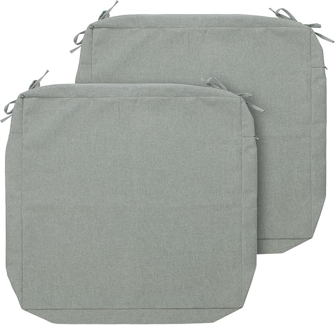 FUNHOME Outdoor Cushion Covers 24 x 24 x 4 inch,Set of 2,Replacement Square Seat Cushion Cover for Patio Furniture Chair,Water Resistant,Fade-Resistant Slipcover Only,No Insert(Light Gray)