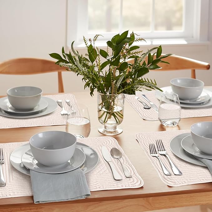 Pink 100% Cotton Placemats Set of 6, Rectangular Placemats Machine Washable-13x18 Inches for Kitchen or Dining Table Fabric Rectangular Table Mats