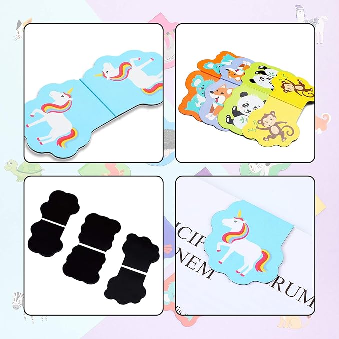 60 Pieces Magnetic Bookmarks Cute Animal Magnet Page Markers Cartoon Page Clips Bookmark for Kids Student Office Reading Stationery Rewards Supplies