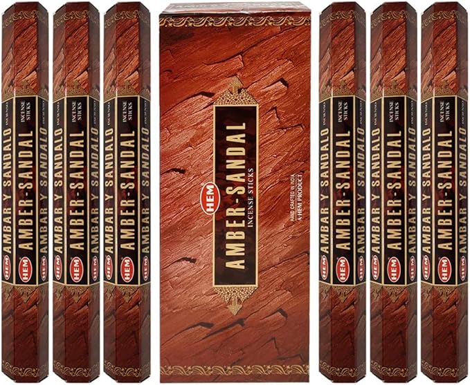 Amber Sandal Incense Sticks and Incense Stick Holder Bundle Insence Insense Hem Incense Sticks