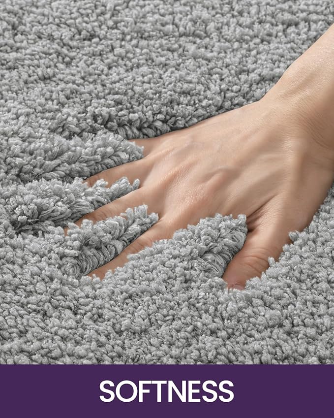 DEXI Bathroom Rug Mat 43x24, Extra Soft and Absorbent Bath Rugs, Washable Non-Slip Thick Carpet Mat for Shower Floor, Tub, Grey