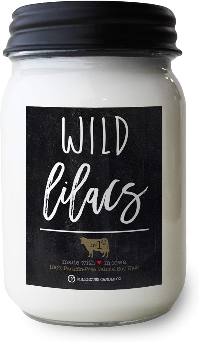 Milkhouse Candle Company - Wild Lilacs - 13oz Beeswax and Soy Candles - Farmhouse Collection - 100% Natural, Paraffin Free, with Premium Fragrance Oil, Glass Jars with Lids