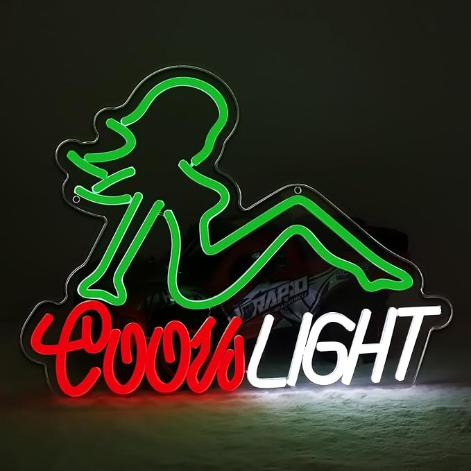 Crs Light Neon Sign, Beer Neon Signs for Man Cave Bar Decor, Green Lady LED Neon Lights Signs