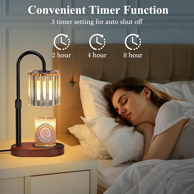 Lukasa Candle Warmer Lamp, with Timer Dimmer Adjustable Height, Birthday Gifts for Women, Mothers Day Gifts for Mom, House Warming Gift New Home, Wax Melt Warmer for Scented Jar Candles, with 2 Bulbs