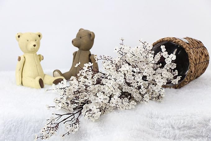 JAKY-Global Babys Breath Fabric Cloth Artificial Flowers 6 Bundle European Fake Silk Plants Decor Wedding Party Decoration Bouquets Real Touch DIY Home Garden(White)