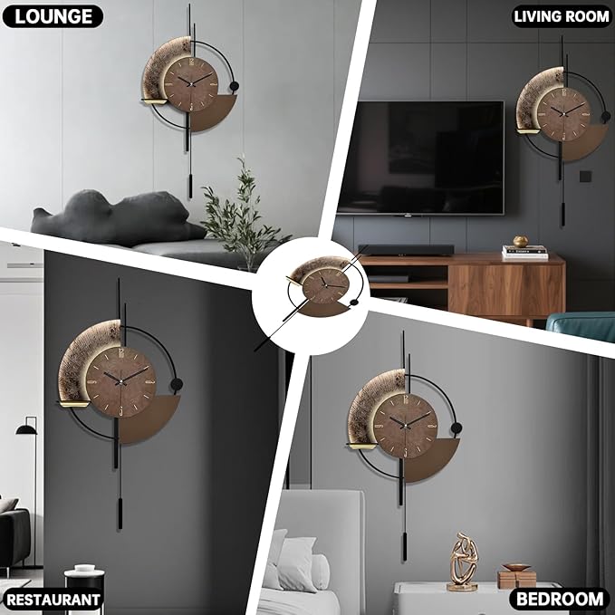 SIN&MI Wall Clock,Decorative Wall Clocks with Pendulum,Silent Quality Quartz Clock Battery Operated,Large Clock for Living Room,Kitchen,Home,Bathroom,Bedroom Wall Decor,16.5 * 31.5inch