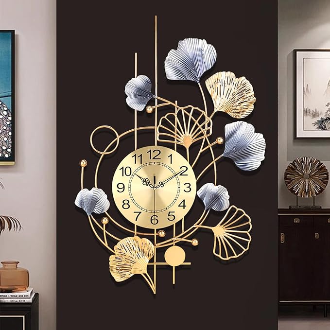 Wall Clock,Large Wall Clocks for Living Room,Silent Non Ticking,Battery Operated Oversized Round Modern Wall Clock for Bedroom,Farmhouse,Office Wall Decor-22x31.5 Inch(Golden)