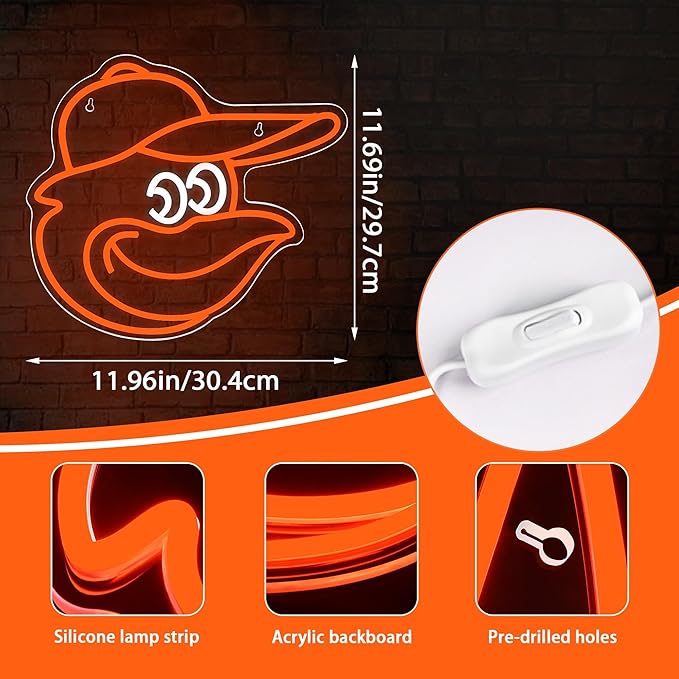 Baseball Neon Sign for Wall Decor Baseball Neon Light Baseball Sport Led Neon Sign for Man Cave,Boys'Room,Club,Pub,Birthday Christmas Signs for Sports Fans,Man,Boys,Size 13.9 * 13.2inch(XD184)