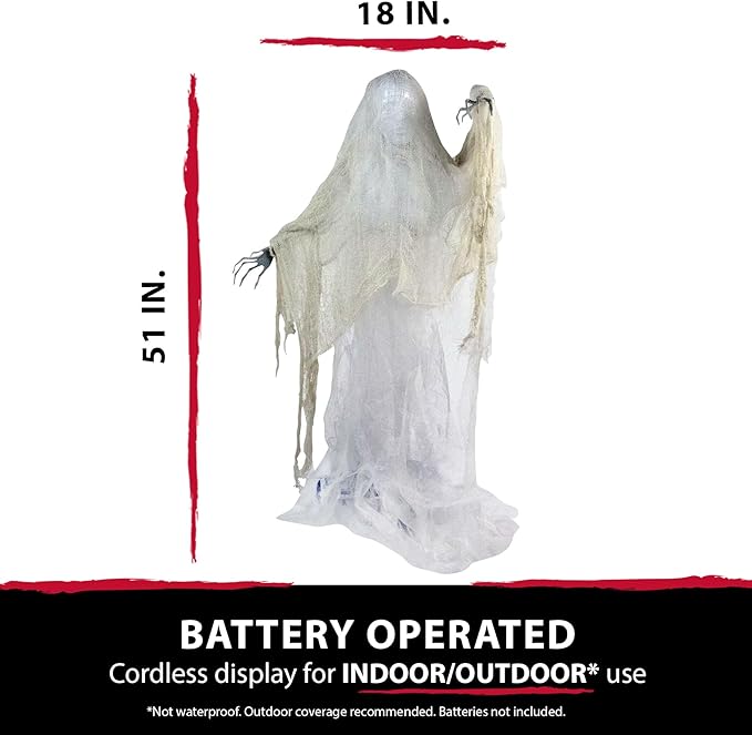 Haunted Hill Farm 67" Hanging Ghost Halloween Animatronic