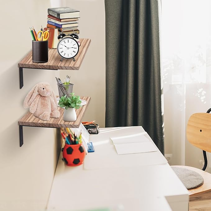 Floating Shelves Wall Mounted Rustic Wood, 12Inch Deep, Large Capacity Hanging Shelf for Home Decor(Living Room,Kitchen,Bedroom,Laundry),Storage Display Wall Shelves (Light Brown)
