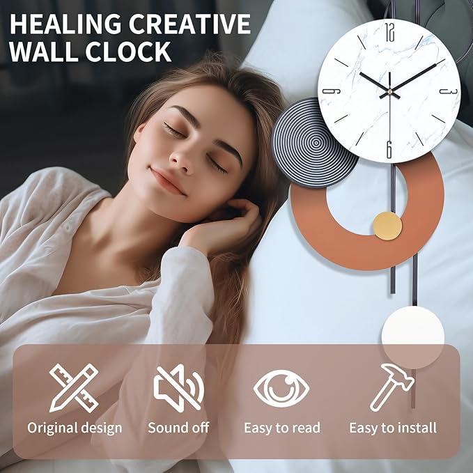 Decorative Wall Clocks for Living Room, Large Modern Metal Clocks Battery Operated Wall Art for Home Big Silent Clock Wall Decor for Living Room/Bedroom/Kitchen/Office,14 * 28 Inch