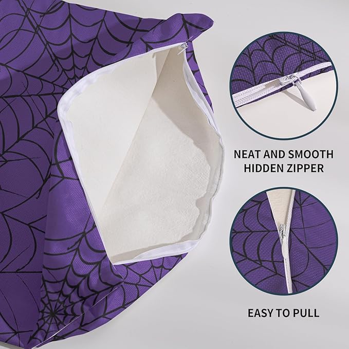 Purple Halloween Spiderweb Pillow Covers 20x20 Set of 2 Black Web Outdoor Decorative Throw Pillows Halloween Scary Themed Farmhouse Pillowcases Linen Cushion Case Decor for Home Sofa Couch Bed