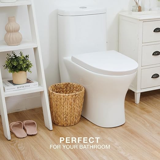 2 Pack Wicker Trash Can - Rattan Trash Can - Wicker Waste Basket for Bathroom, Bedroom - Woven Waste Basket (Natural, 3 Gallon)