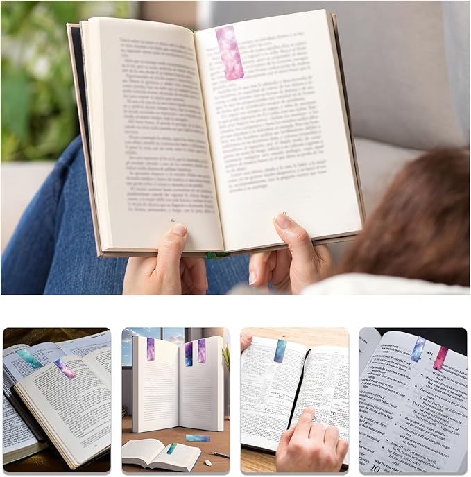 48 Pieces Magnetic Bookmarks Magnet Page Markers - Book Marks for Reading Women & Men with Storage Boxes - Cute Magnet Bookmark Clips for Reading Pleasure(Stars)