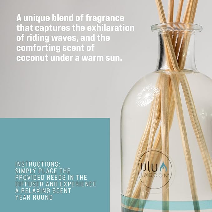 Ulu Lagoon 8oz Coconut Surf Wax Scented Reed Diffuser | The New Reed Diffuser from Will Make Any Room in Your Home, Office, or Apartment Smell Like a Tropical Oasis.