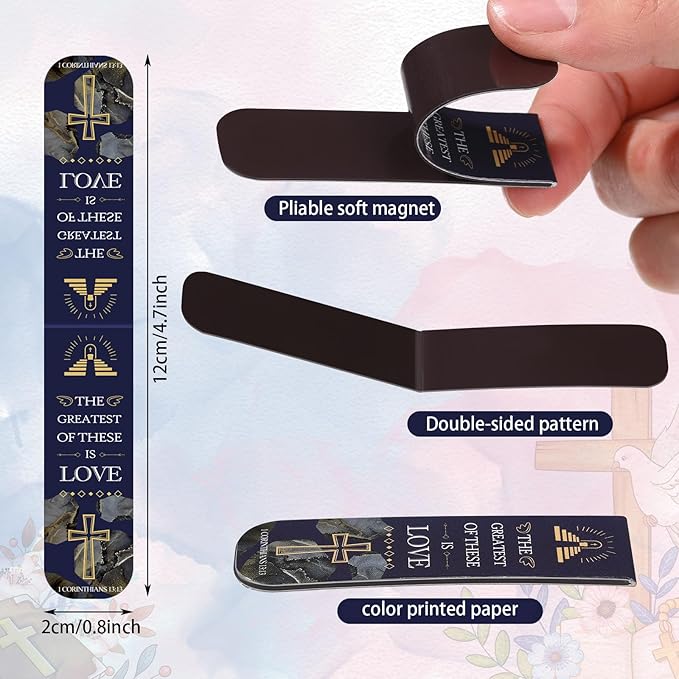 Zonon 48 Pcs Bible Verse Magnetic Bookmarks, Inspirational Scripture Christian Book Markers Religious Motivational Encouragement Flower Page Clips Presents for School Supplies(Fresh Style)