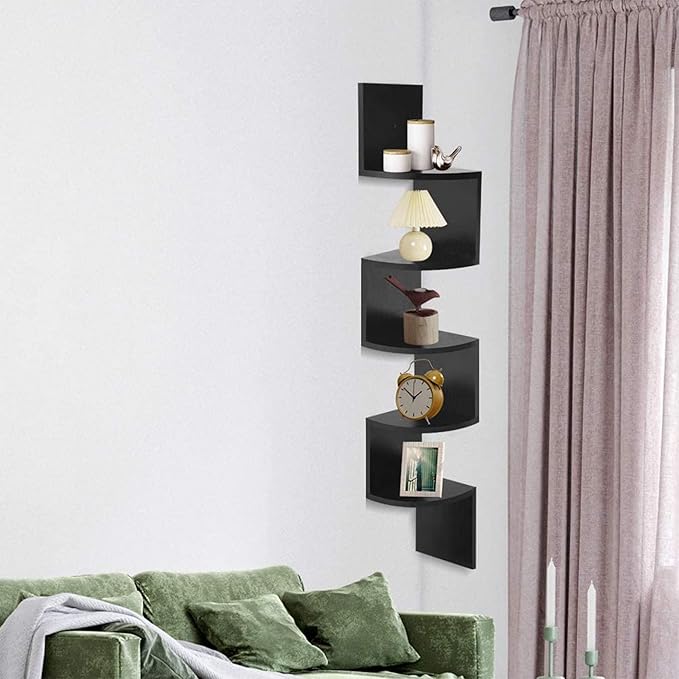 AZL1 Life Concept 5 Tier Shelves for Wall Storage, Easy-to-Assemble Floating Wall Mount Shelves for Offices, Bedrooms, Bathrooms, Kitchens, Living Rooms and Dorm Rooms