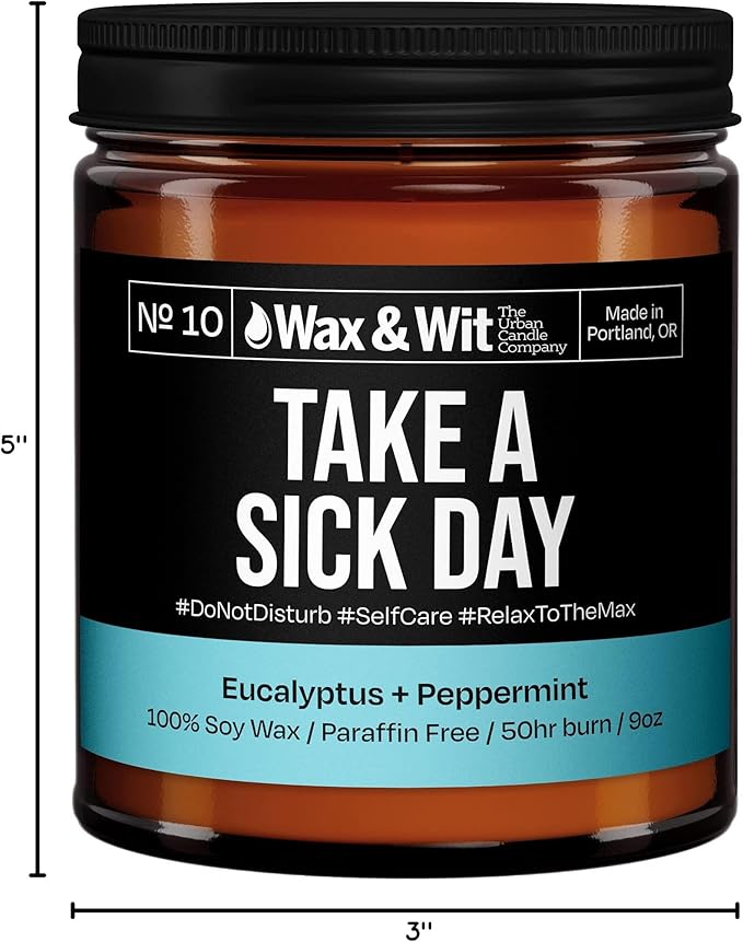 Wax & Wit Funny Soy Candle Gift for Women - Humorous, Aromatherapy Soy Wax Candle, Ideal for Housewarming, Coworker, Birthday – Eucalyptus Peppermint - 9oz