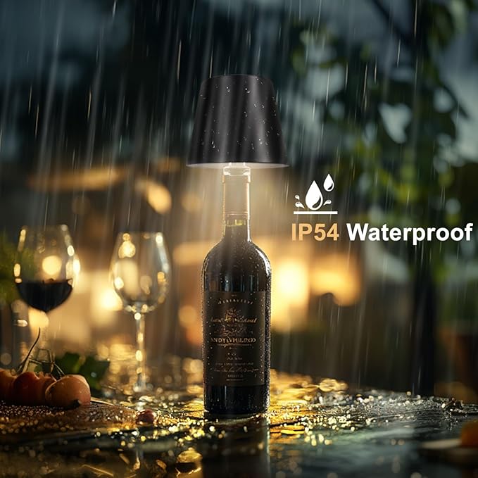 3600mAh Wine Bottle Lamp, 2025 New 3 Color Rechargeable Wireless Bottle Lamp for Liquor Bottles with Touch Dimming for Parties, Restaurants & Home Decor (Black)