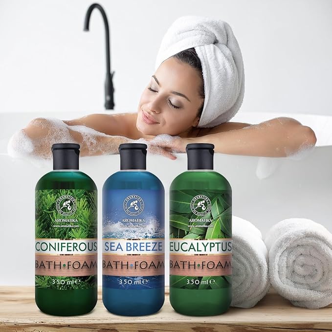 Bath Foam Set Coniferous & Sea Breeze & Eucalyptus 3x12Fl Oz - Body Care - Beauty - Bathing - Body Care - Wellness - Relax - Aromatherapy - Spa - Fresh Aroma - Bubble Baths