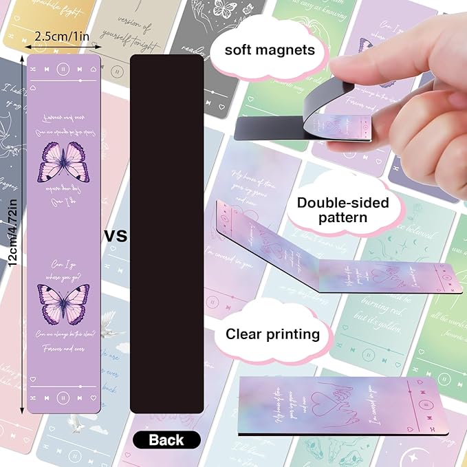 Music Inspired Magnetic Bookmark - 30PCS Music Motivational Magnetic Bookmarks for Women Singer Book Marks Page Magnets Marker Clip for Book Lovers Girls Students Teacher Reading Bookis