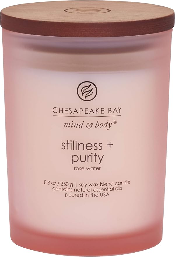 Chesapeake Bay Candle Scented Candle, Stillness + Purity (Rose Water), Medium Jar, 8 Ounce, Home Décor