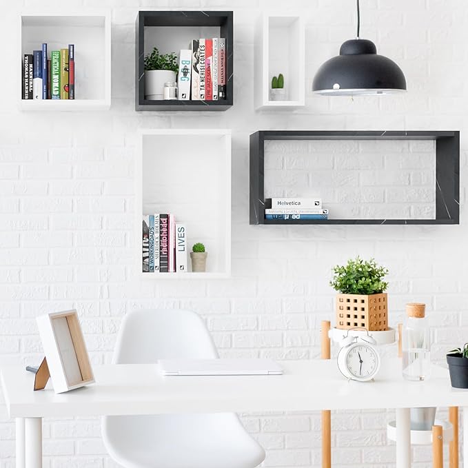 Kaboon Cube Floating Shelves Set2, Display Shelves Wall Mount 7.75" D x 12.5" W x 12.5" H(Cloud Atlas, Square 2 Cubes)