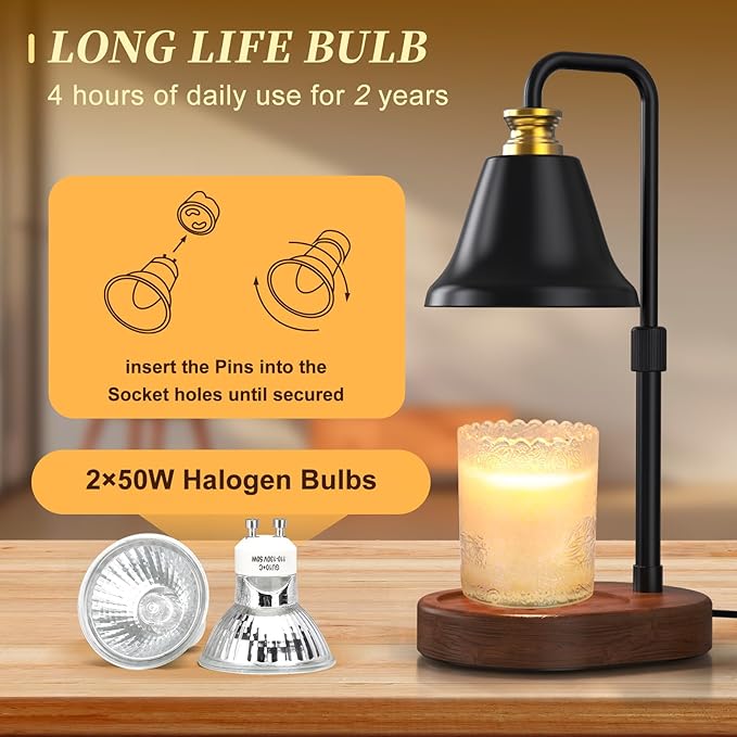 Candle Warmer Lamp with Timer & Dimmer, Electric Candle Lamp Wax Warmer for Jar Candles, Home Decor Gifts for Women, Grandma and Mom