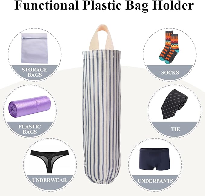 TOGETRUE Plastic Bag Holder, Wall Mount Grocery Bag Organizer for Home Kitchen Pantry Decor (Blue)