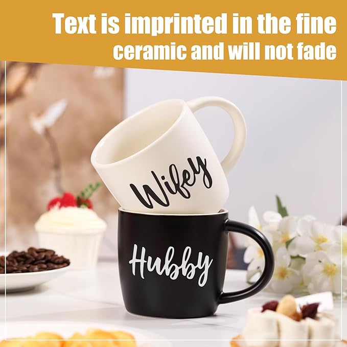 Wedding Gifts for Couples,Hubby & Wifey Wedding Coffee Cup Set,Bridal Shower Gifts for Bride and Groom, Newly-Married Anniversary for Him/Her,Mr and Mrs Gift