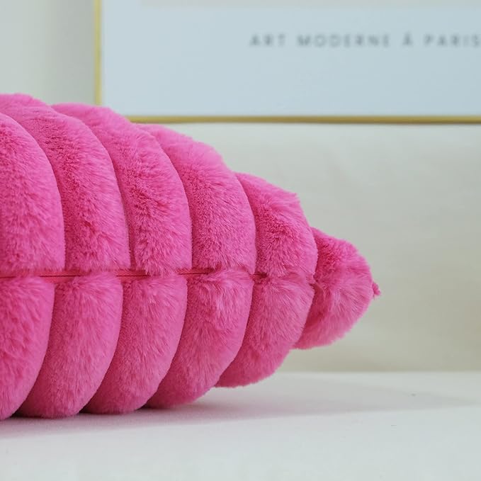 JOJUSIS Pack of 2 Faux Fur Plush Decorative Throw Pillow Covers Couch Cushion Case Soft Pillowcases (Hot Pink, 12 x 20-Inch)