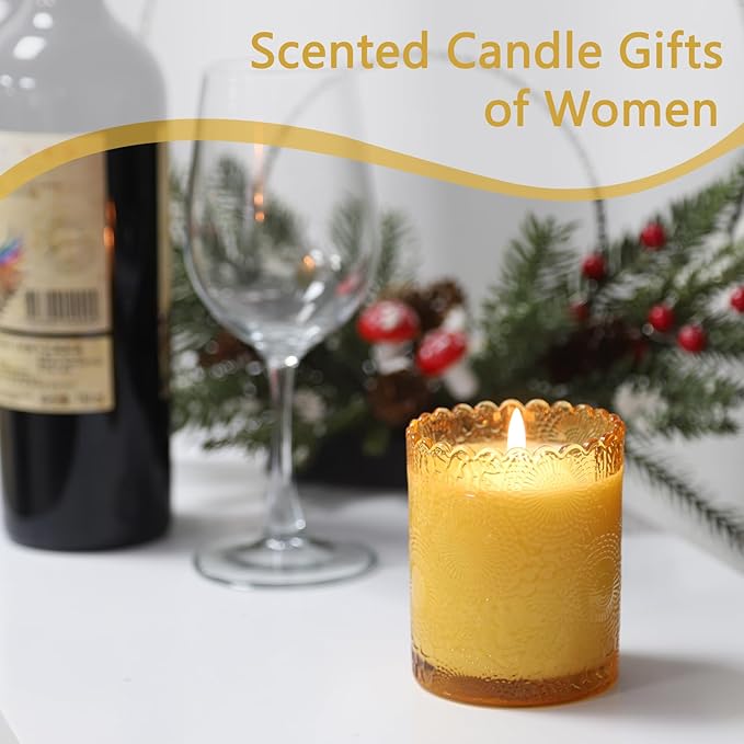 Scented Candles Natural Soy Candle for Home Large Glass Jar Candles 8oz Single Wick Candle Over 50 Hours of Burn Time for Creating Relaxing Ambience & Holiday Gifting(Citrus)