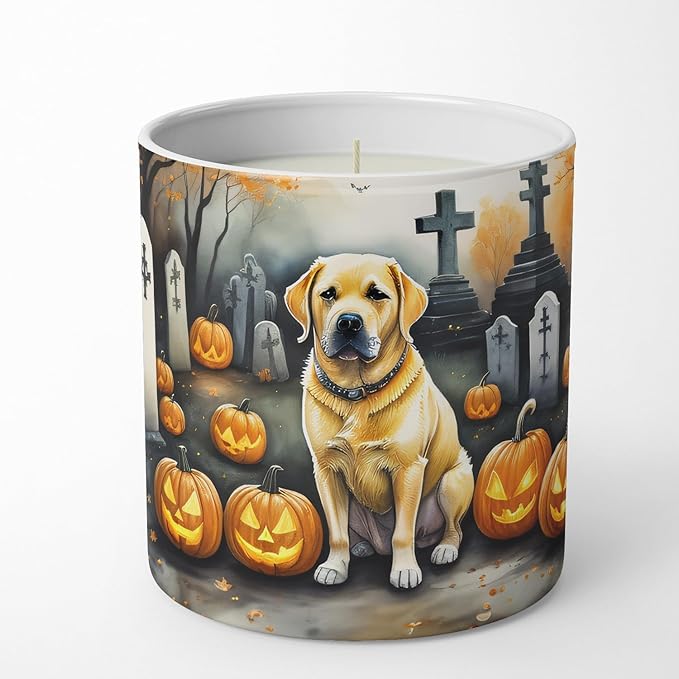 Caroline's Treasures DAC2059CDL Yellow Labrador Retriever Spooky Halloween Decorative Soy Candle Nature Soy Wax Essential Oil Home Decor Ideal for Bedroom Kitchen Bath Office Gift, 10 oz