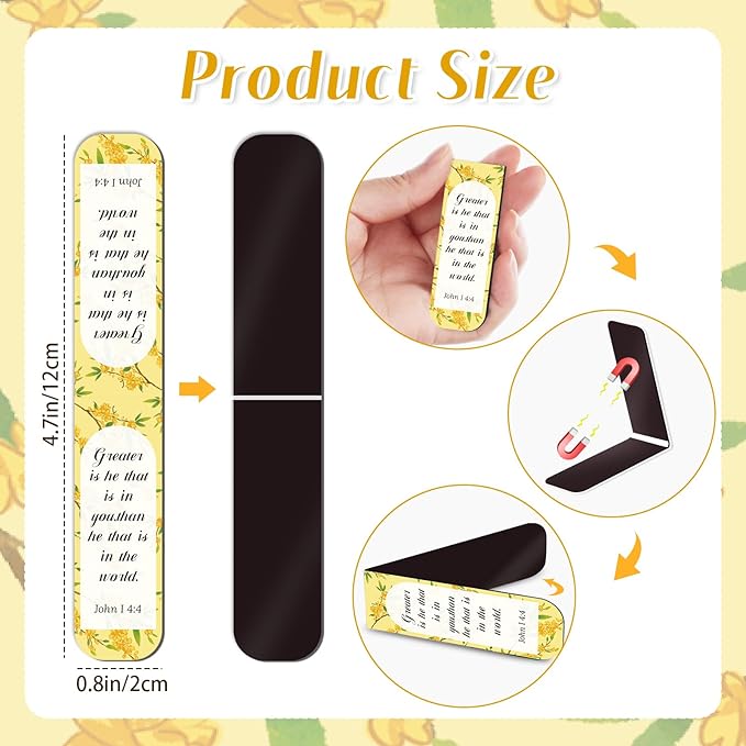 100 Pack Flower Bible Magnetic Bookmarks Christian Magnet Bookmark Clips for Women Men Book Lovers Bible Page Markers for Teachers Students Reading School Office Home, Printing on 2 Side