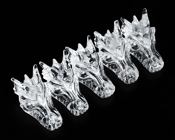 Skullis 2.0" Clear Quartz Rock Crystal Hand Carved Crystal Dragon Skull Sculpture, Crystal Healing.1514