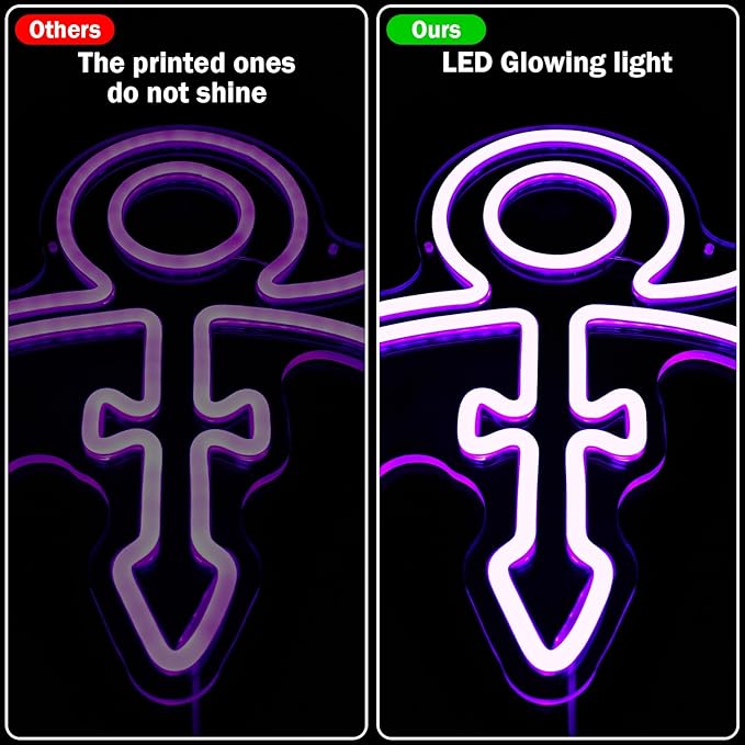 Prince Symbol Neon Sign for Wall Decor Dimmable Led Prince Neon Light Sign for Bedroom Music Singer Themed Party Gift Prince Neon Light for Prince Birthday Party Decoration, purple
