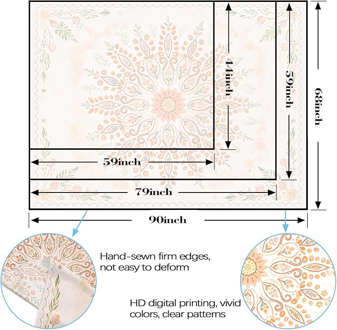 Lunerfex Floral Mandala Tapestry Boho Tapestry for Bedroom Peach Tapestries Wall Hanging Living Room Wall Art and Home Decor 44x60