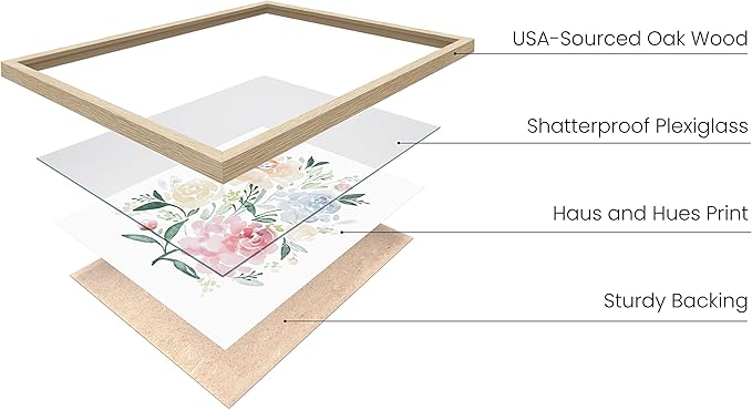 Haus and Hues Flower Wall Decor - Set of 4 Floral Wall Art, Floral Wall Decor, Flower Wall Art, Framed Flower Painting, Floral Pictures Wall Decor, Flower Pictures Wall Decor (Framed Beige, 8x10)
