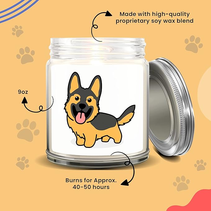 1OAK Lavender Scented Candles - Dog Mom Gifts for Women - Dog Candle - Made in USA (German Shepherd)