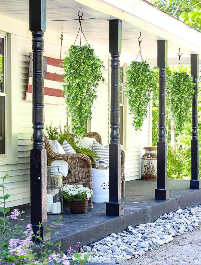 RECUTMS Artificial Hanging Plant - Faux Ivy Vine With White UV Resistant Leaves for Room, Office, Wall Decor (White)