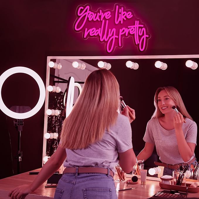 You are Like Really Pretty Neon Sign, Pink LED Neon Signs for Bedroom Decor Bachelorette Party Teen Girls Room