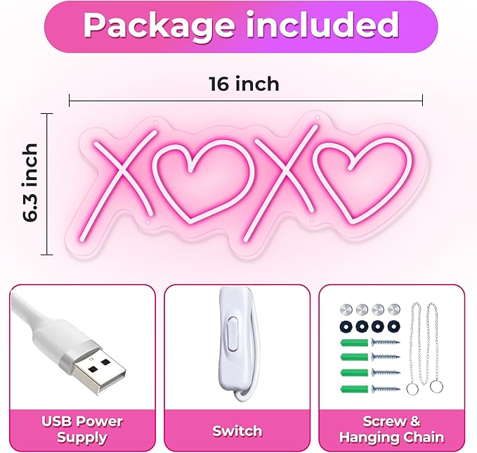 Neon Sign for Wall Decor Bedroom Birthday Party Gift Boyfriend Girlfriend Lover Teens Kids Room USB Operated Led Light Sign,Pink 16 x 6.3 Inch