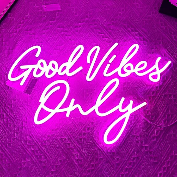 Good Vibes Only Neon Sign,Good Vibes Neon Signs for Wall Decor,Beautiful Pink Good Vibes Only Neon Light Sign for Girls Bedroom Decoration,Party,Birthday,Wedding,Salon Shopping Mall Home Wall Decor