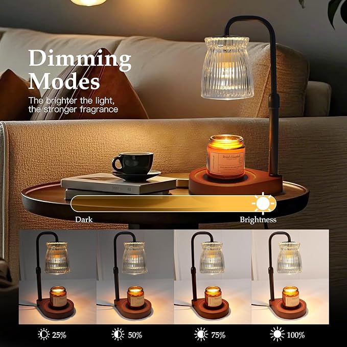 Shering Candle Warmer Lamp with Timer Dimmable, Adjustable Height Candle Light Warmer with Gift Box, Birthday Gifts for Women Mom, House Warming Gifts New Home Decor, Wax Warmer Lamp with 2 Bulbs